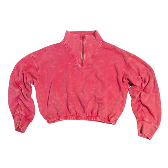 Free People Movement FP Crop Valley Girl Sweat Punch Crush Sweatshirt Pink - Picture 2 of 6